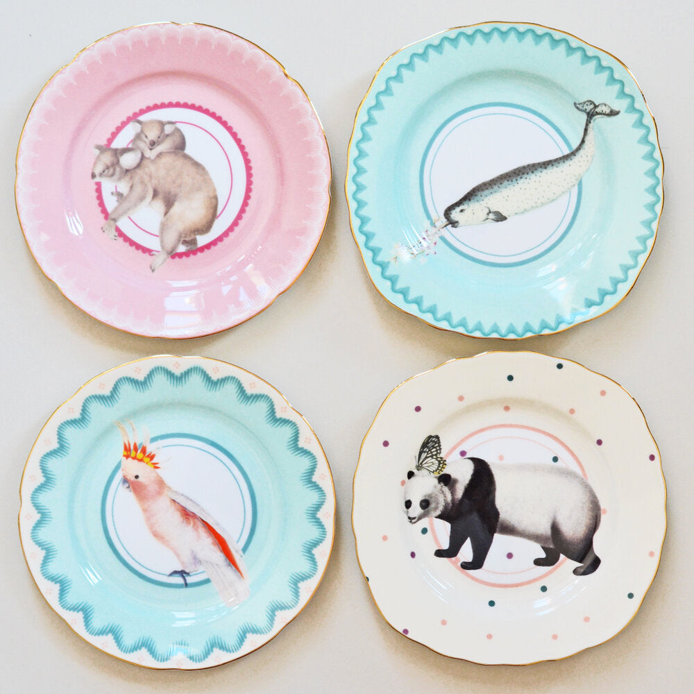 Pretty Pastel Animal Cake Plates, Set of 4