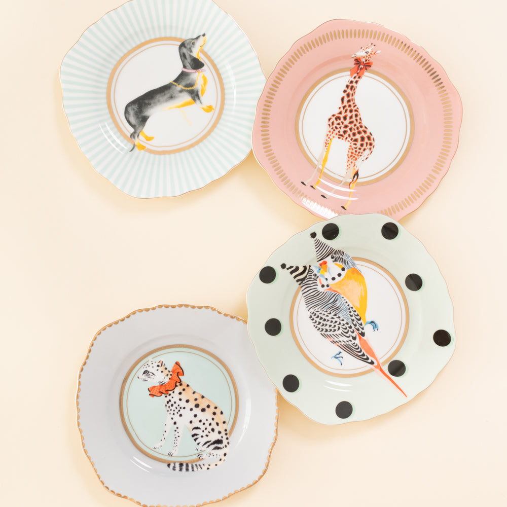 Yvonne Ellen Giraffe/Leopard/Dog/Birds Tea Plates 16cm (Set of 4)