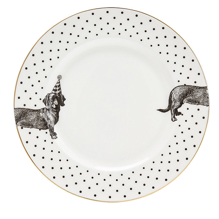 Monochrome Party Pup Dinner Plate