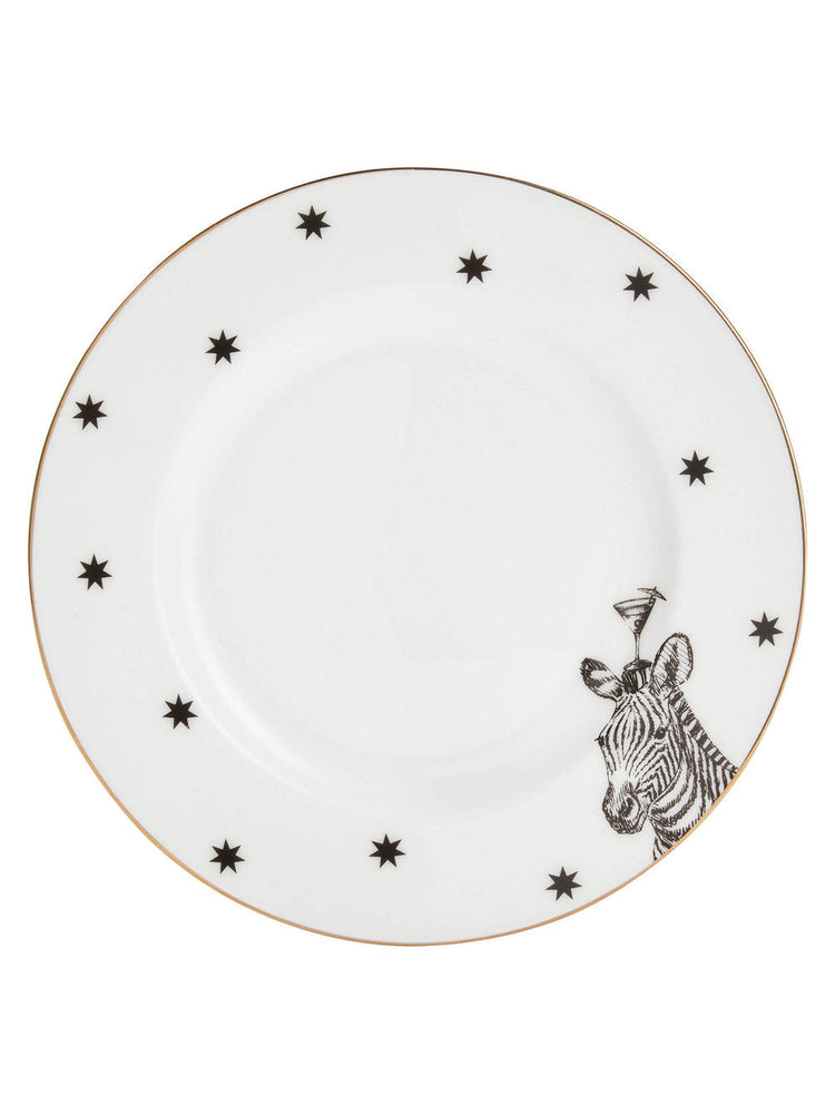 Monochrome Zebras And Cocktails Side Plate