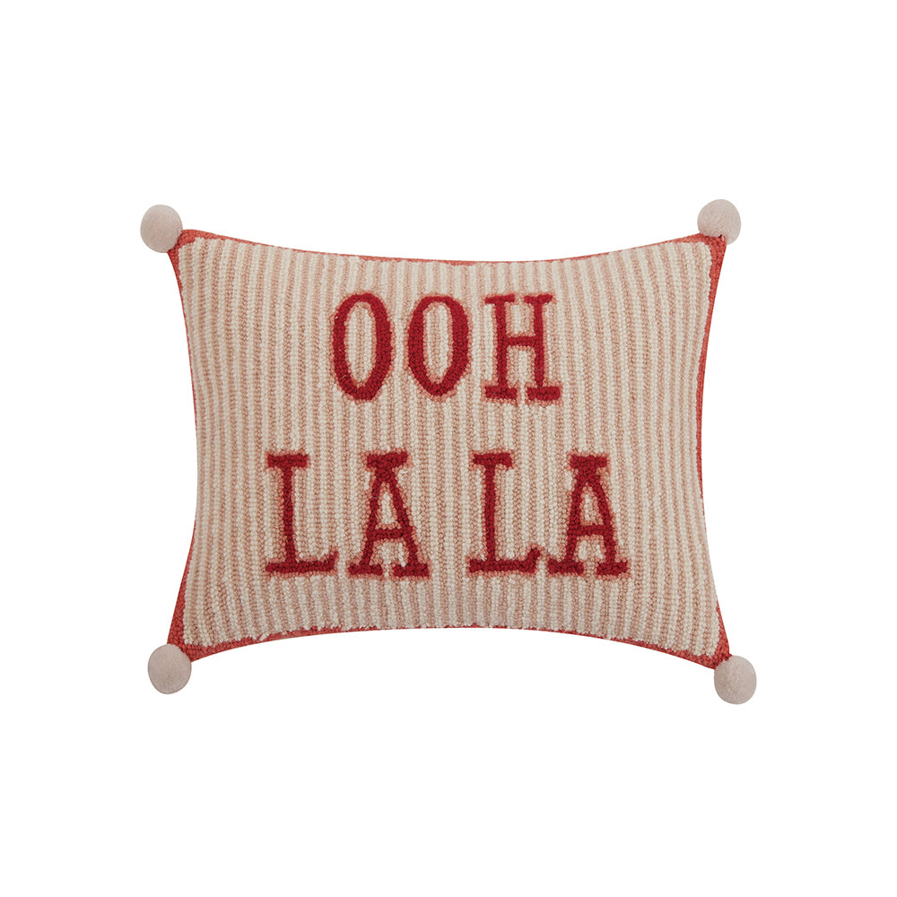 Ooh La La Pom Pom Pillow, 100% Hooked Wool