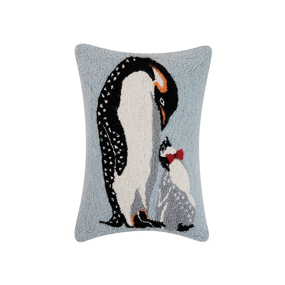 Penguin Pillow, 100% Hooked Wool