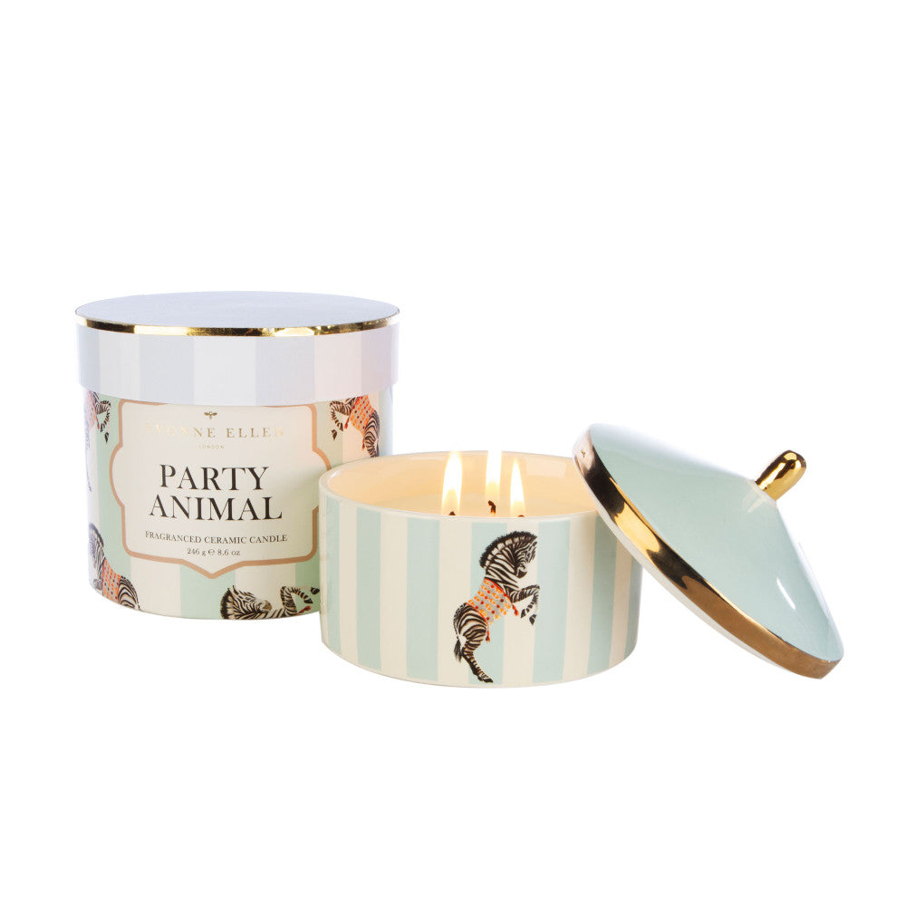 Party Animal Scented 3 Wick Candle, Cranberry & Oakwood
