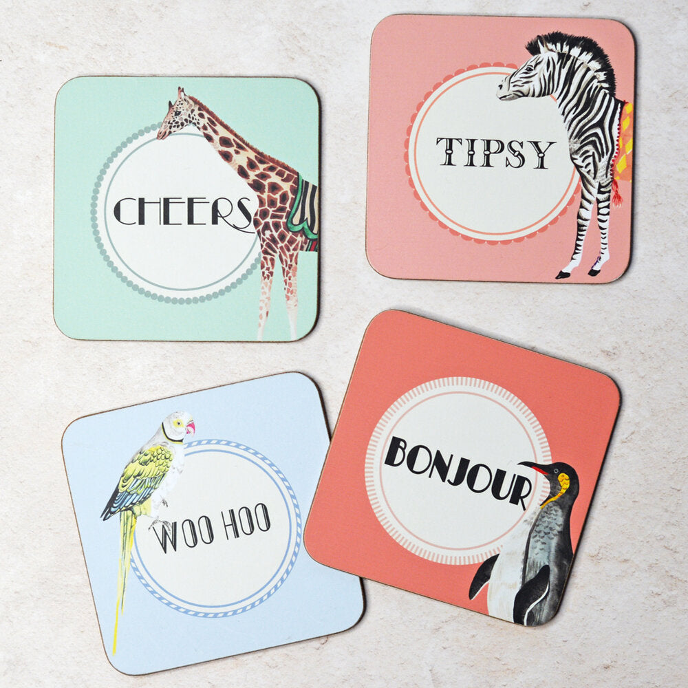Tipsy Coasters, Set of 4