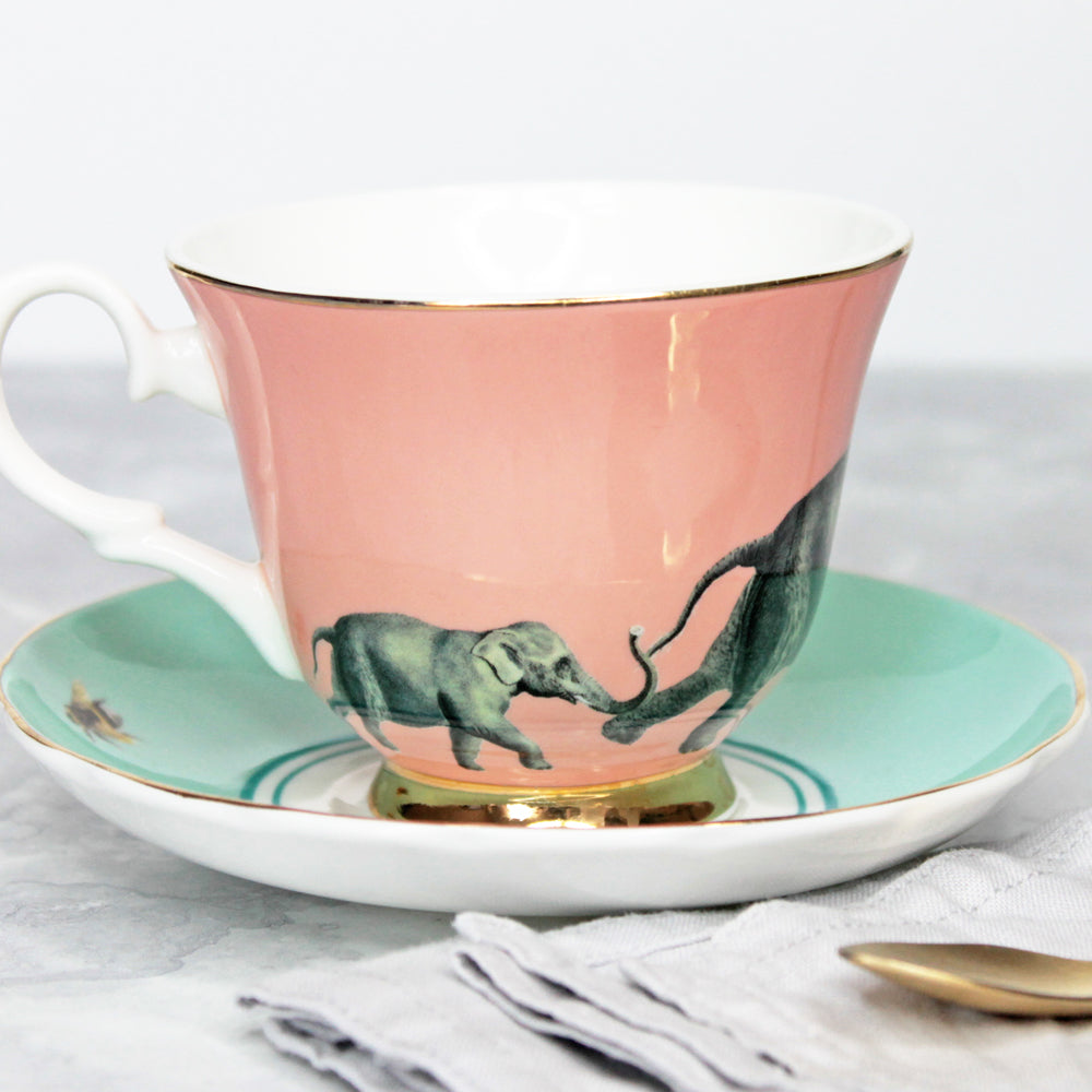 Elephant Teacup and Saucer