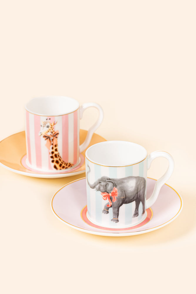 Yvonne Ellen Animal Espresso Cup & Saucers (Set of 2)