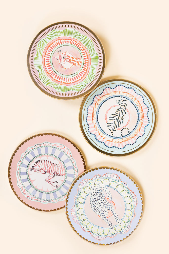 Yvonne Ellen Round Cork Back Coasters (Set of 4)