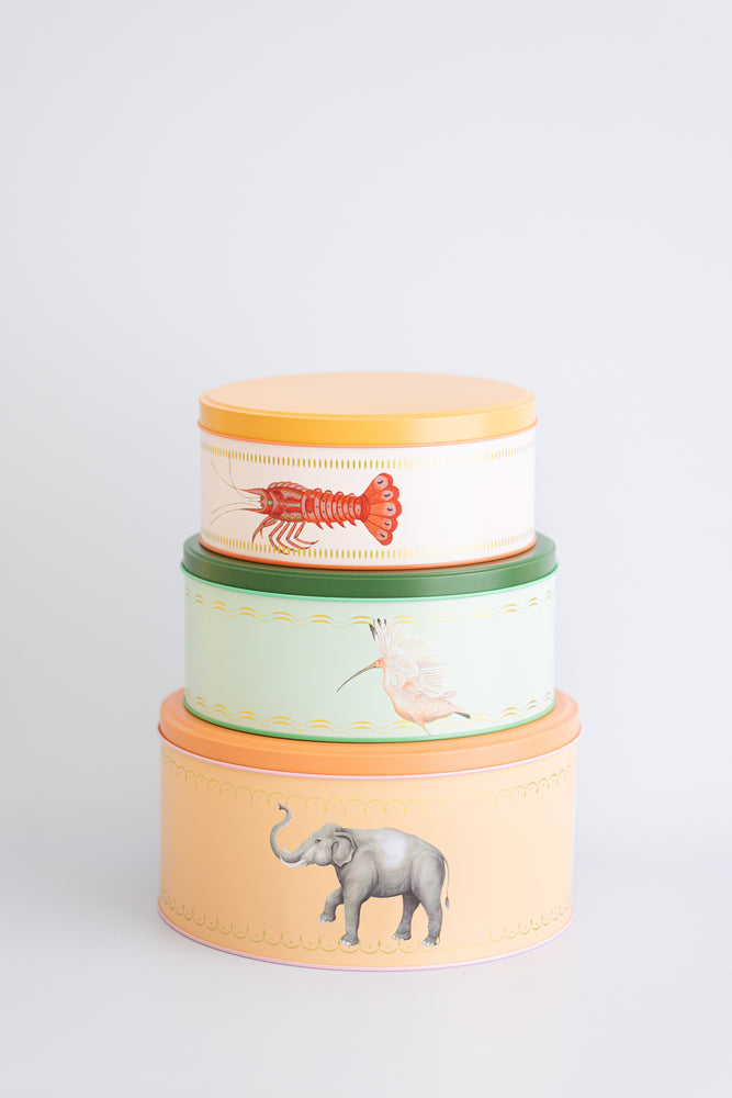 Yvonne Ellen Lobster/Elephant/Ibis Round Cake Tins (Set of 3)