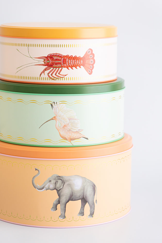 Yvonne Ellen Lobster/Elephant/Ibis Round Cake Tins (Set of 3)