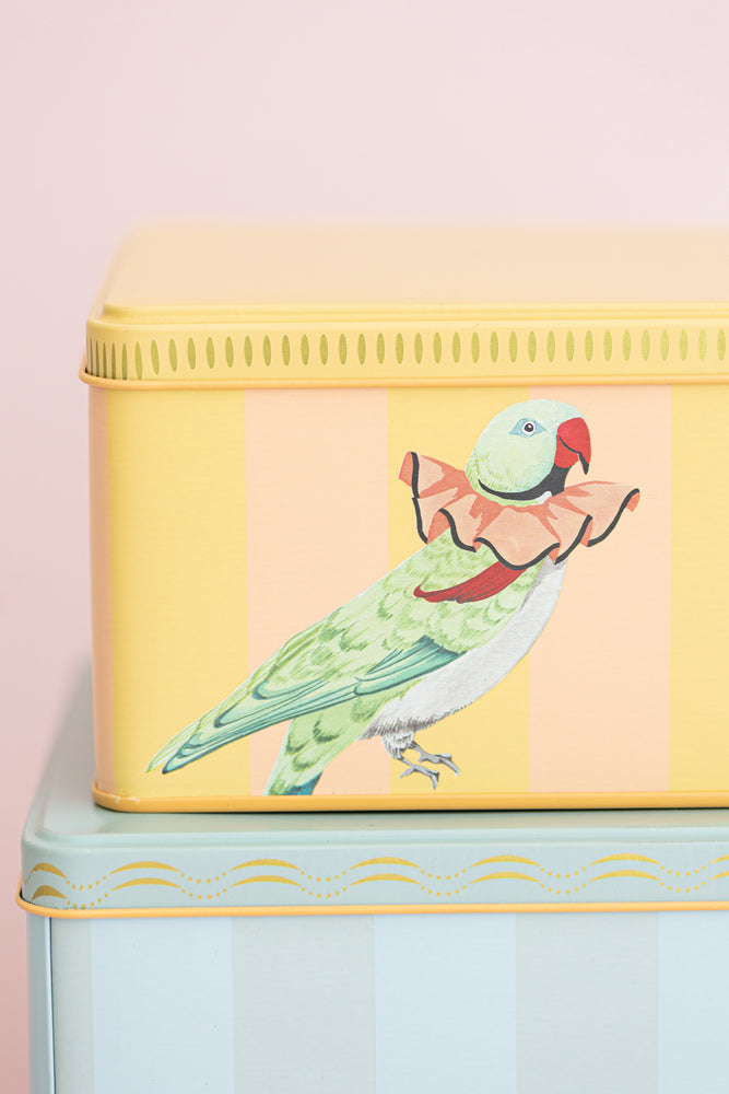 Yvonne Ellen Panda/Parakeet Rectangular Tins (Set of 2)