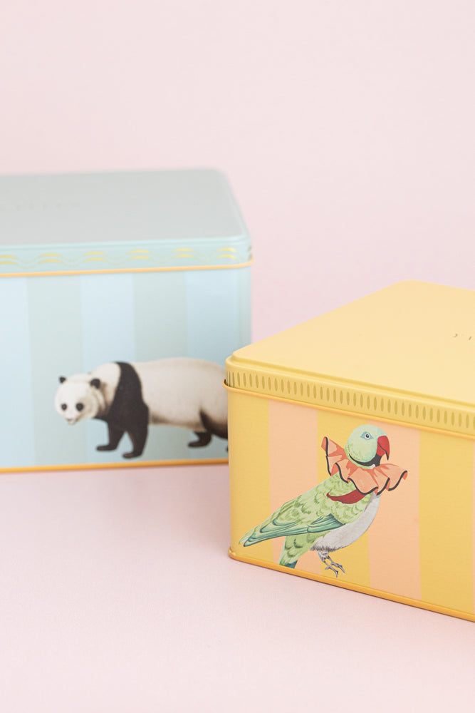 Yvonne Ellen Panda/Parakeet Rectangular Tins (Set of 2)