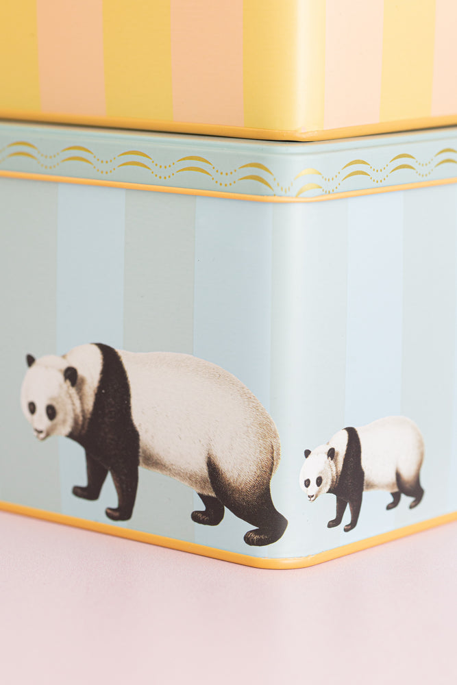 Yvonne Ellen Panda/Parakeet Rectangular Tins (Set of 2)