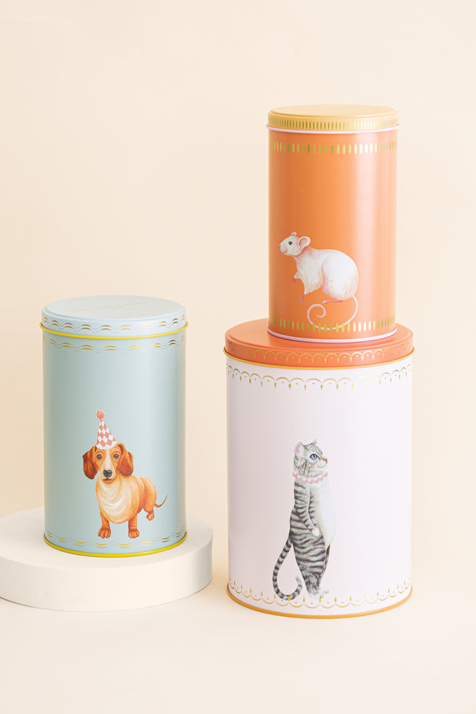 Yvonne Ellen Pussy/Sausage/Mousey Tall Cylinder Storage Tins (Set of 3)