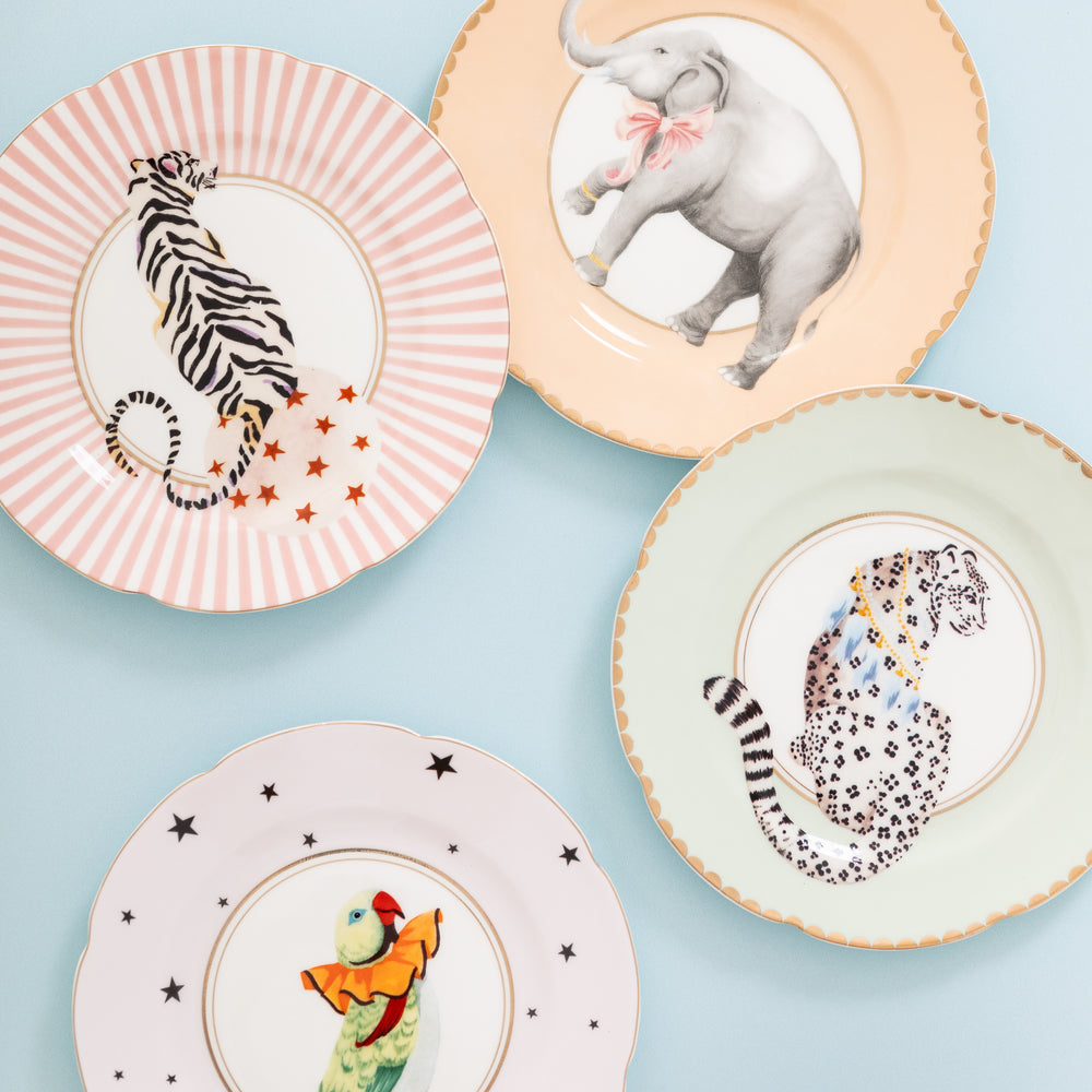 Yvonne Ellen Tiger/Leopard/Elephant/Parrot Tea Plates 16cm (Set of 4)