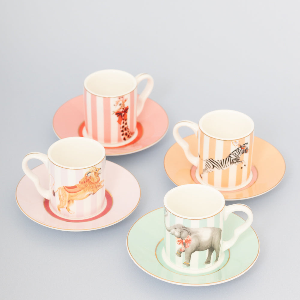 Yvonne Ellen Animal Espresso Cup & Saucers (Set of 4)