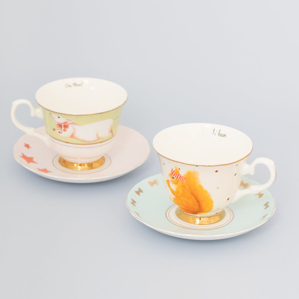 Yvonne Ellen Mouse & Squirrel Cup and Saucer (Set of 2)