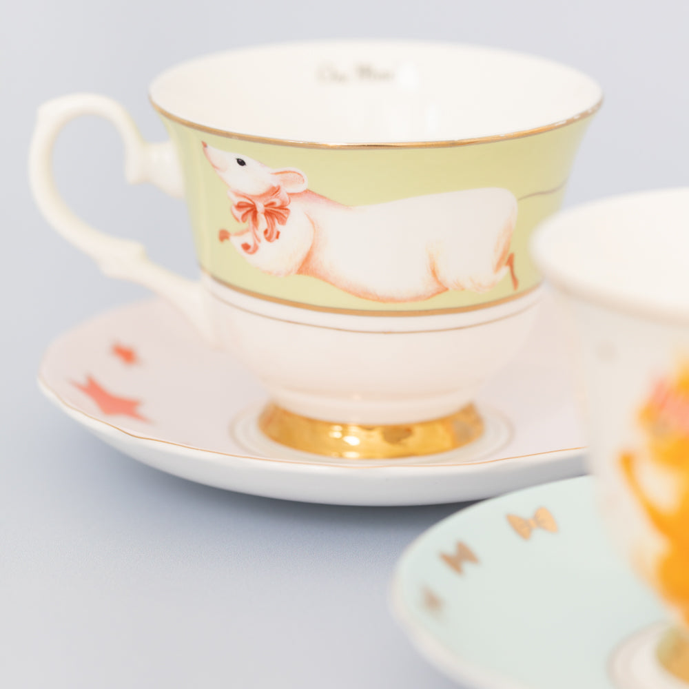 Yvonne Ellen Mouse & Squirrel Cup and Saucer (Set of 2)