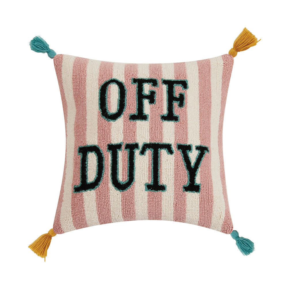 Off Duty Tassels Pillow, 100% Hooked Wool