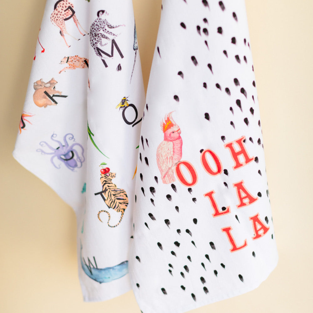 Alphabet and Ooh La La Tea Towels