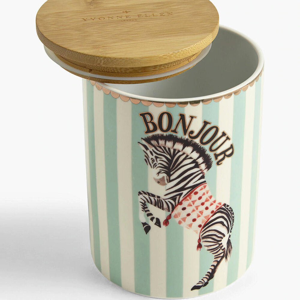 Zebra Storage Jar slightly open