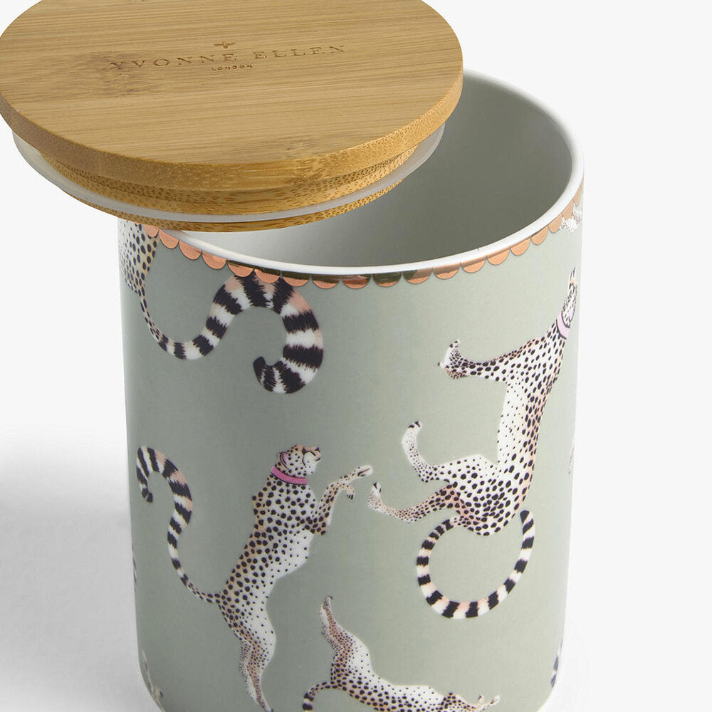 Cheetah Storage Jar lid slightly open