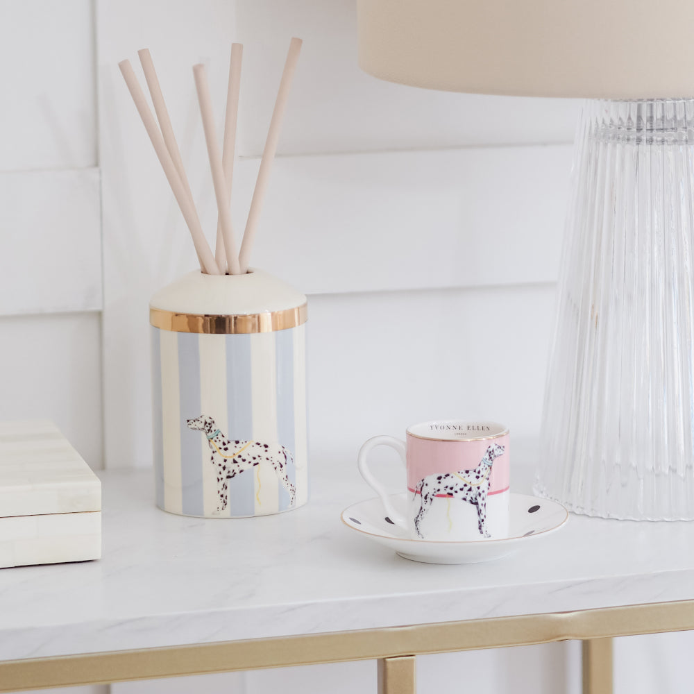 Dog reed diffuser with dog espresso cup