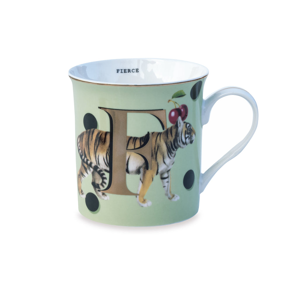 Yvonne Ellen Gold Edition Alphabet Mug, F for Fierce