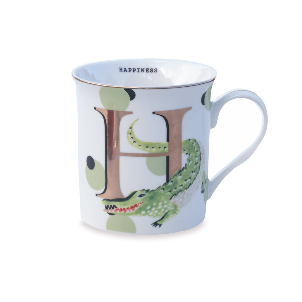 Yvonne Ellen Gold Edition Alphabet Mug, H for Happy