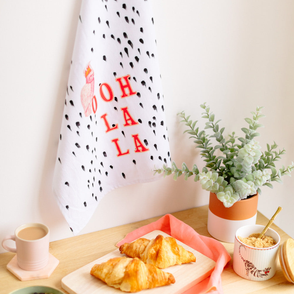 Ooh La La tea towel with breakfast