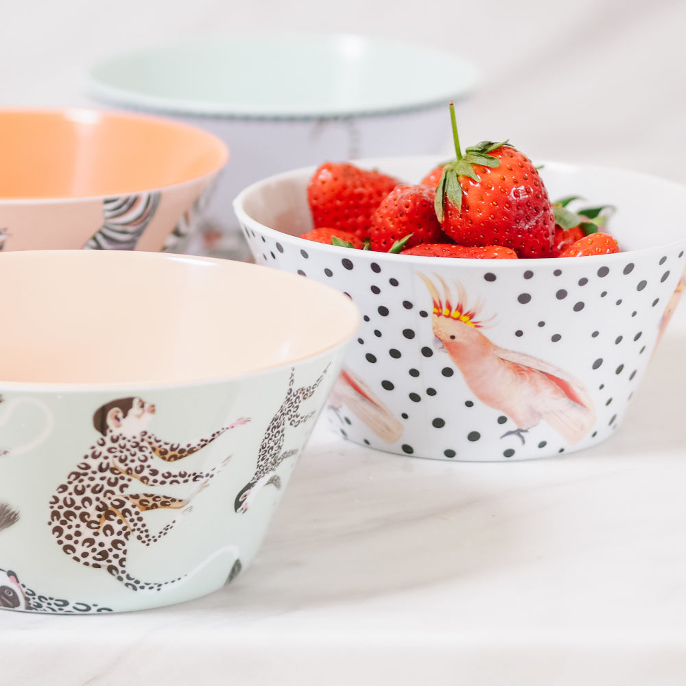 Picnic bowls with strawberries