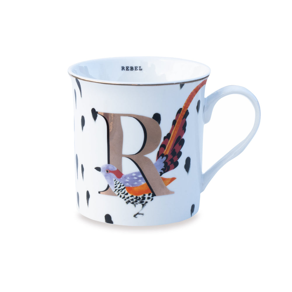 Yvonne Ellen Gold Edition Alphabet Mug, R for Rebel