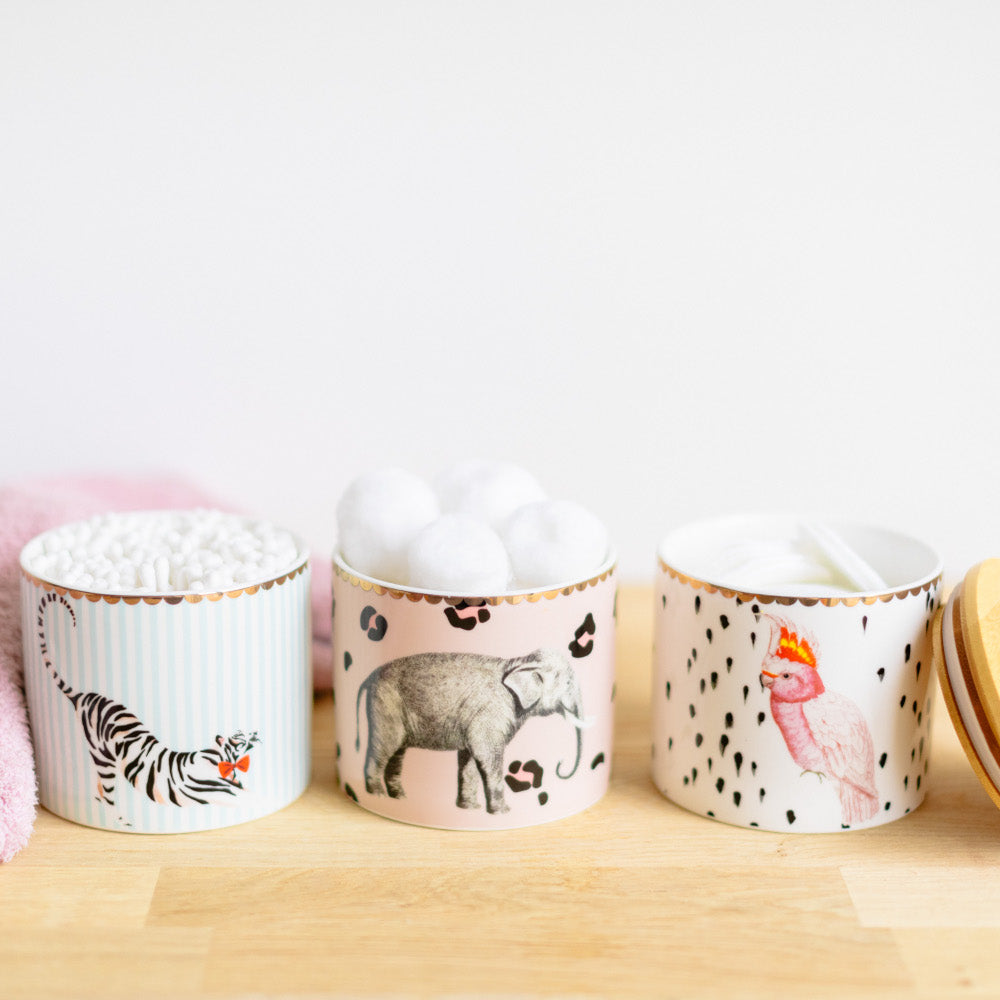 Storage jars with cotton wool