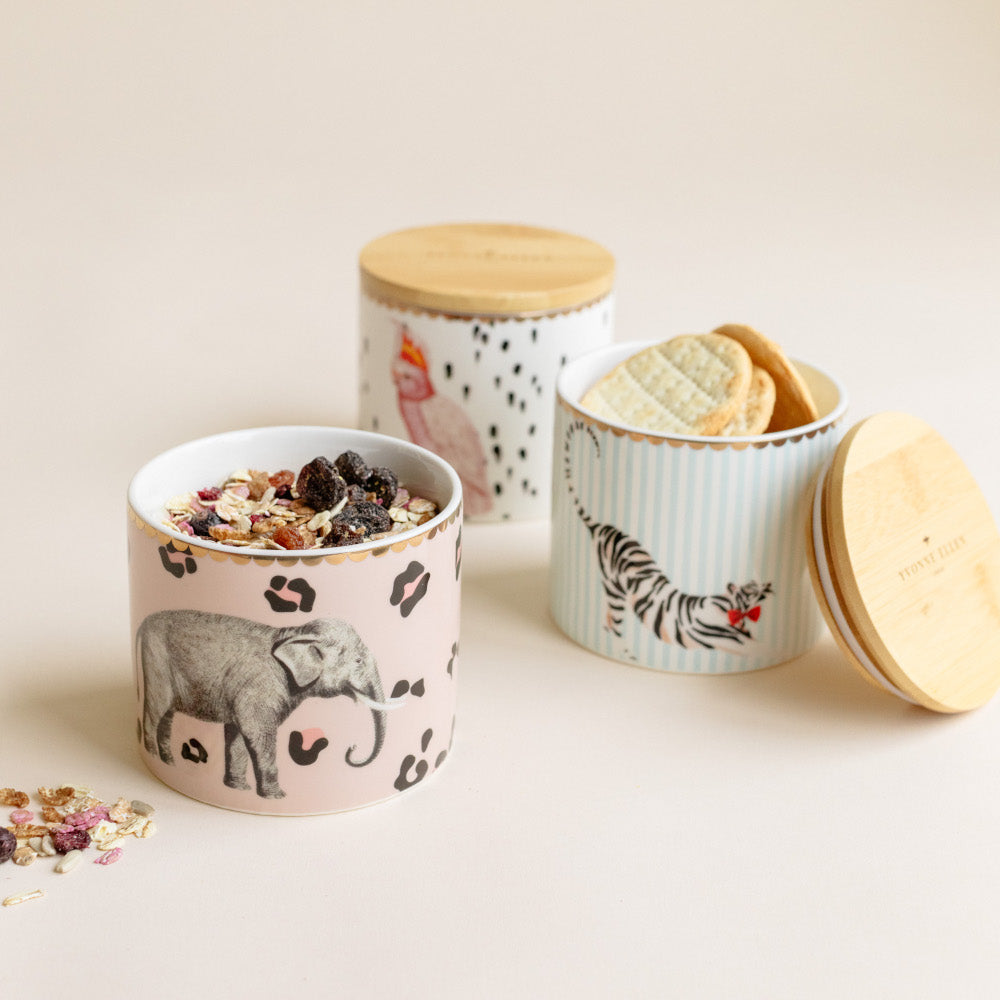 Storage jars with snacks