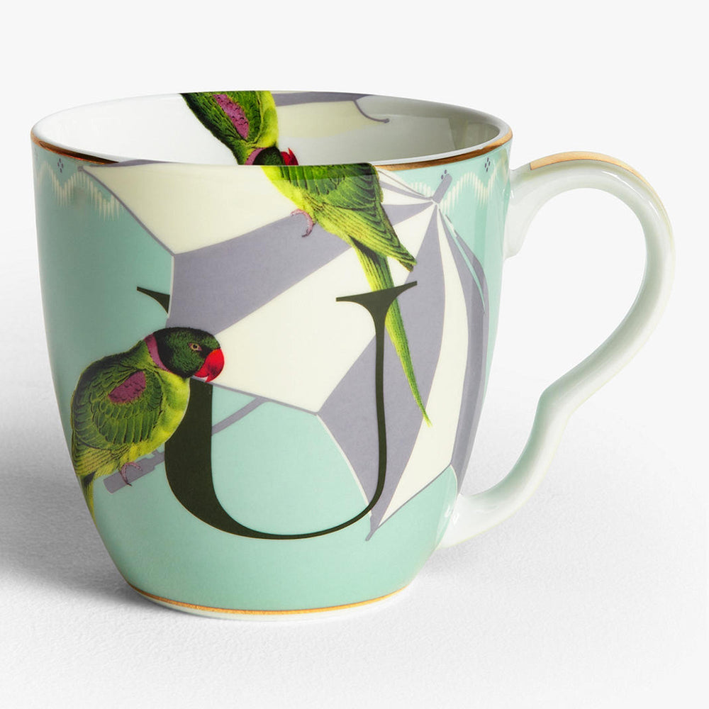 Yvonne Ellen Alphabet Mug, U for Umbrella Parrot