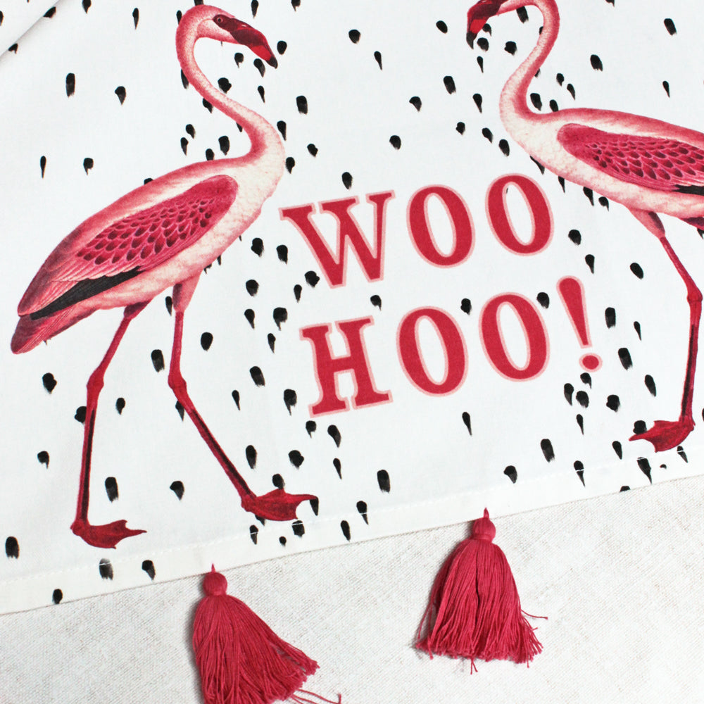 Flamingo Woo Hoo Kitchen Tea Towel