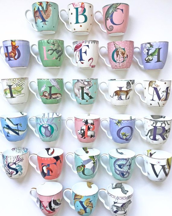 Yvonne Ellen Alphabet Mug, U for Umbrella Parrot