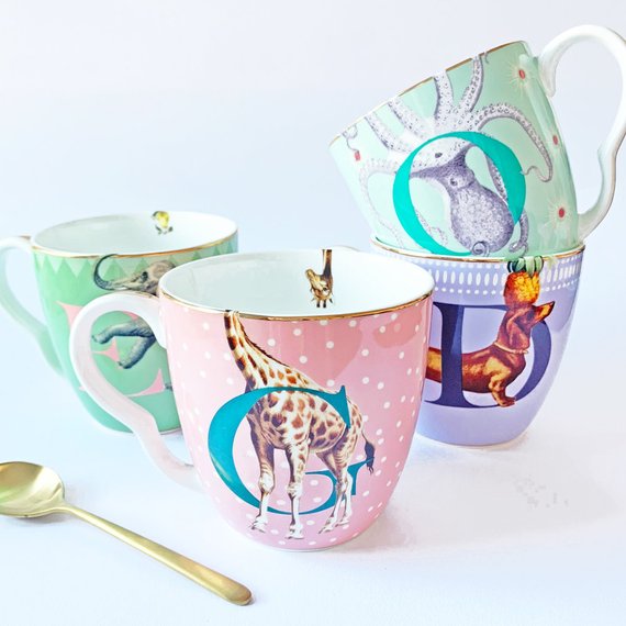 E, O, G and D Alphabet Mugs