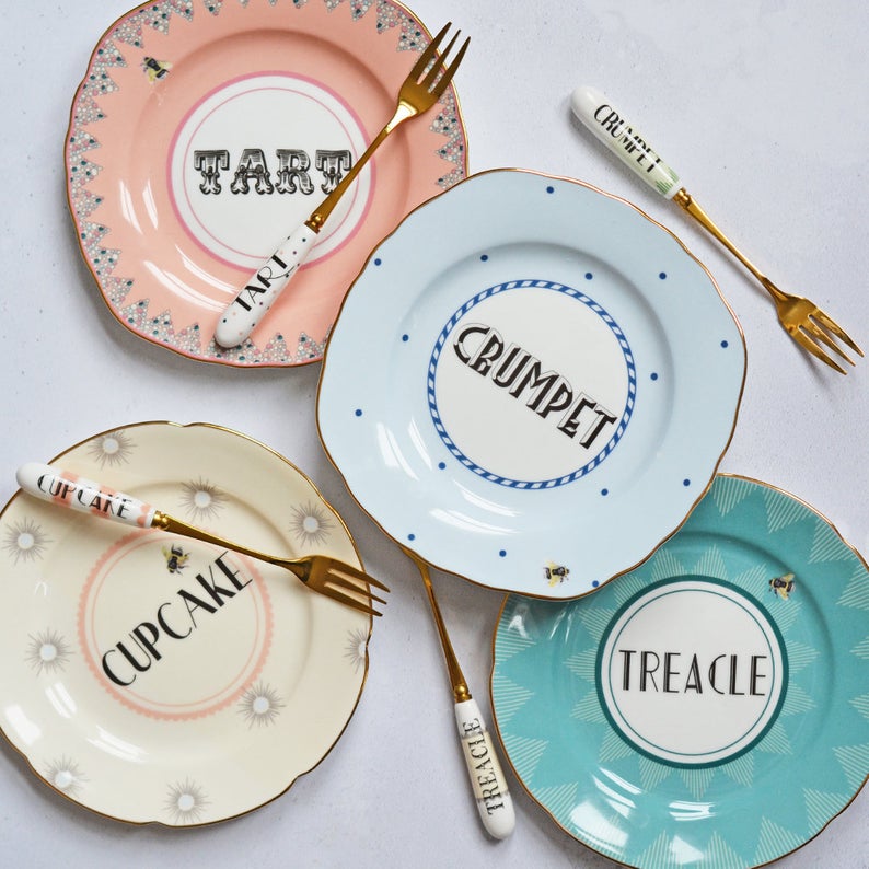 Cheeky cake forks and cake plates