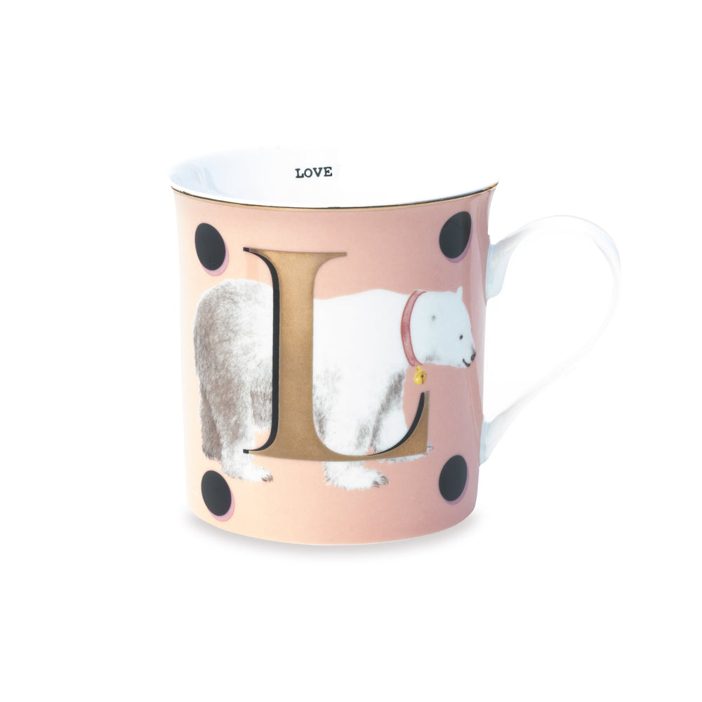 Yvonne Ellen Gold Edition Alphabet Mug, L for Love