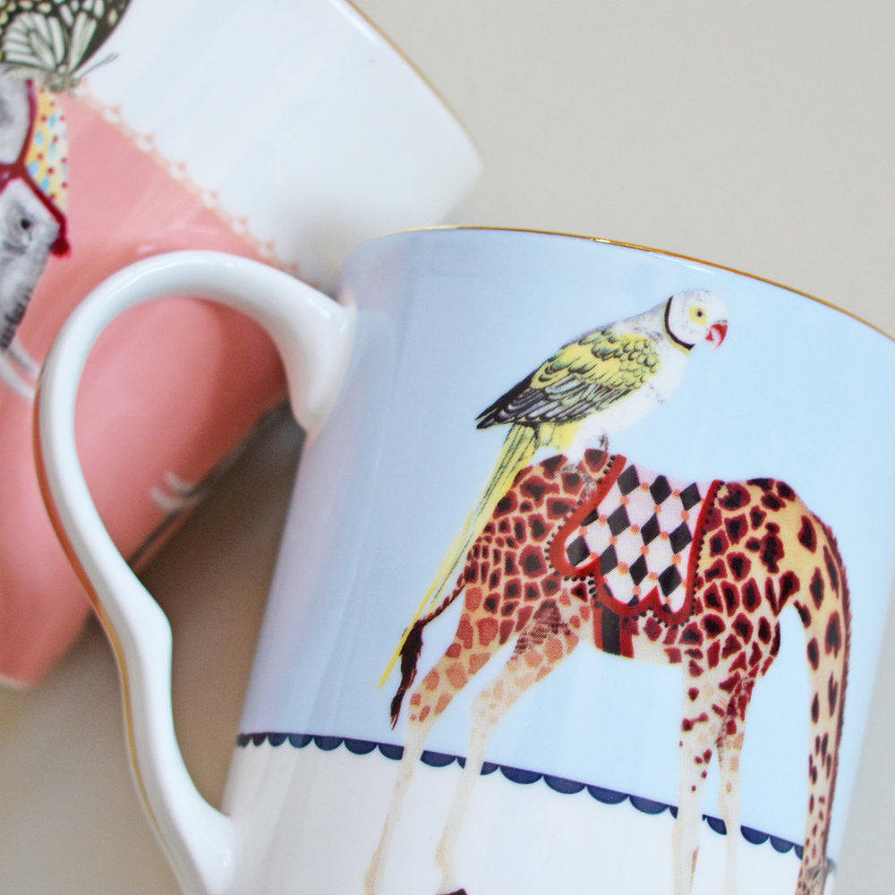 Carnival Elephant and Giraffe Mugs close up