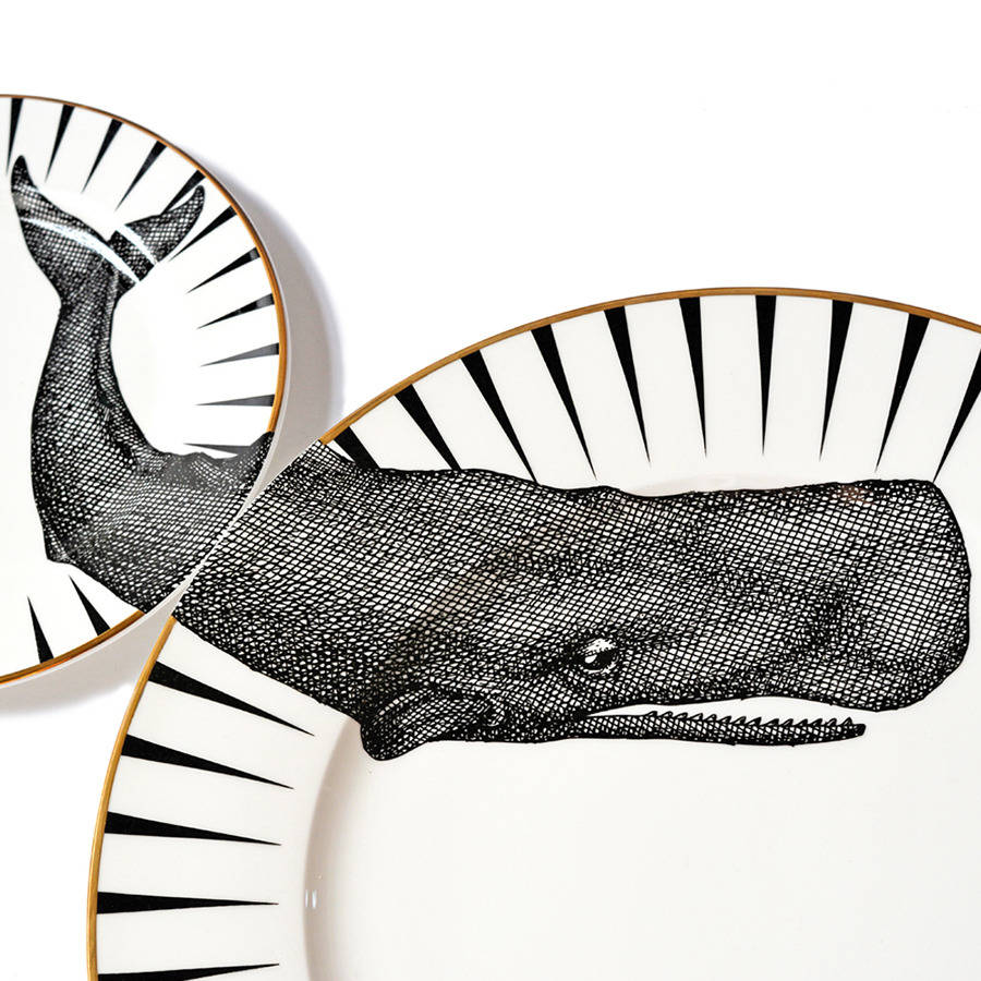 Monochrome Whale of a Time Plate Set