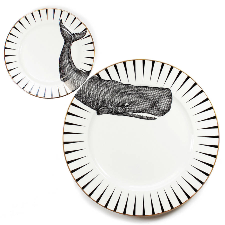 Monochrome Whale of a Time Plate Set
